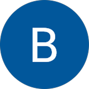 Blue circular profile icon with letter B in the middle